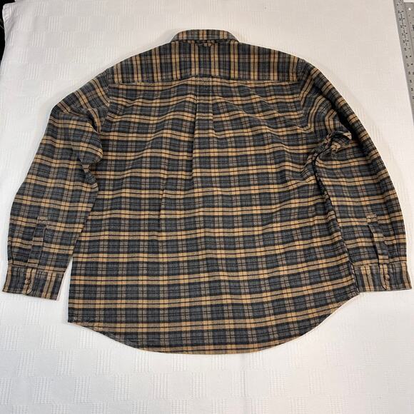 Eddie Bauer Mens L Shirt Flannel Heavy Button Up Gold Gray 100% Cotton - Picture 6 of 12